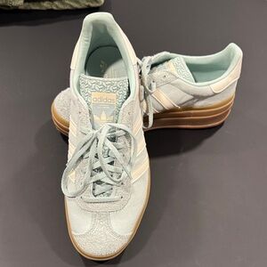 Adidas Women's Light Green Sneakers with Gum Sole Gazelle Bold